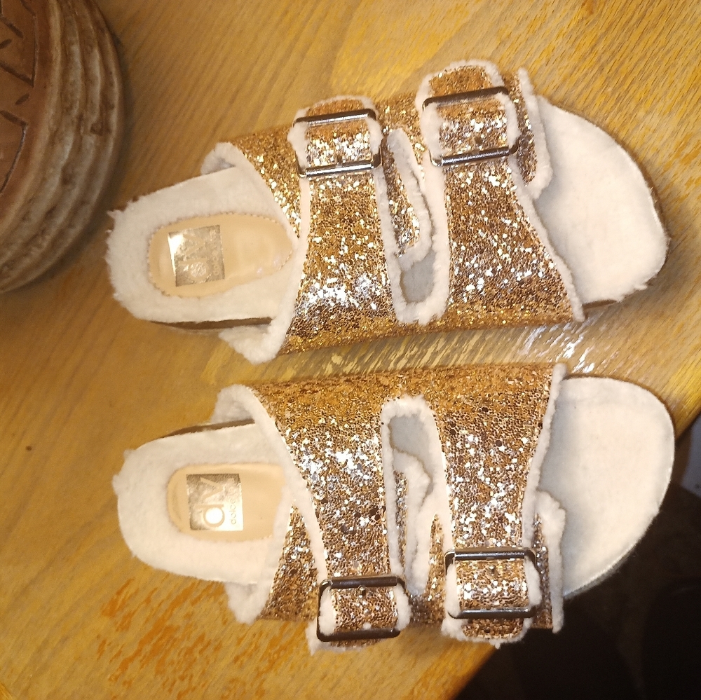 DV by Dolce Vita Girl's Carlina Glitter Faux Fur-Lined Espadrille Slides - Rose